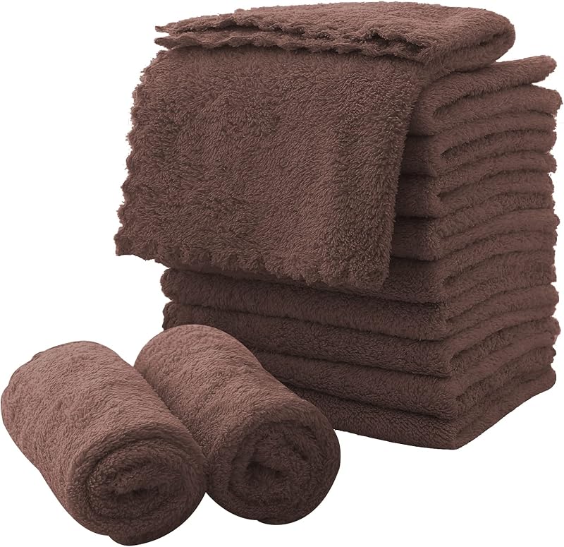 Panos faciais de microfibra MOONQUEEN Facial Cloths, marrom Wood Brown, pacote com 12