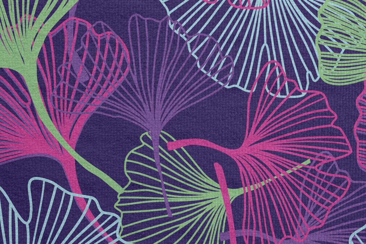 Ambesonne Botany Yoga Mat Towel, Tropical Ginkgo Leaves Motif in Digital Colorful Toned Herbs Graphic, Non-Slip Sweat Absorbent Yoga Pilates Workout Pad Cover, 25" x 70", Purple Magenta and Green