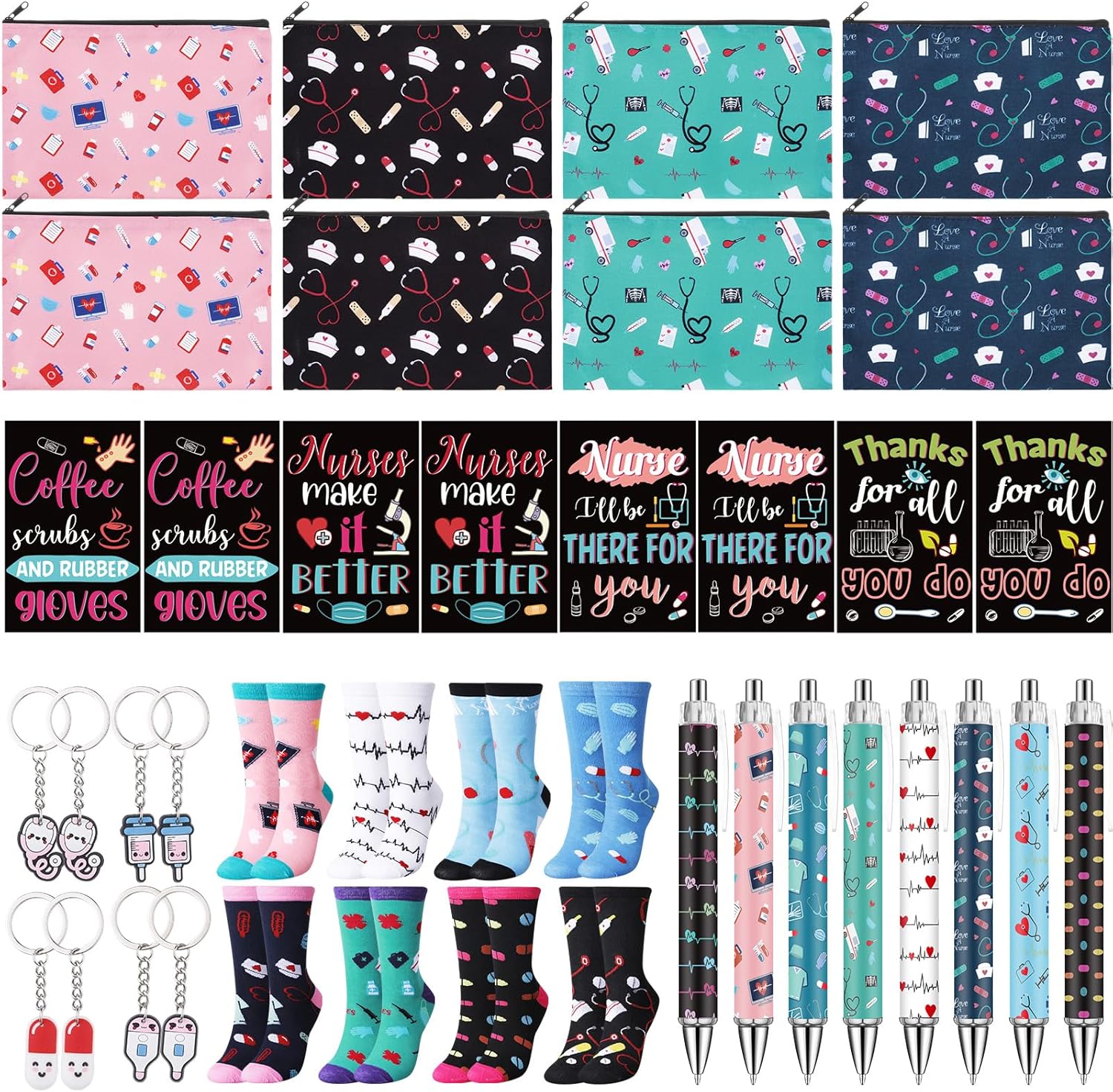 Fulmoon 40 Pcs Easter Christian Gifts Bulk Religious Church Gifts Scripture Notebooks Fuzzy Socks Makeup Bags Keychains Floral Bible Verse Ballpoint for Sunday School Women(Lively Pastels, Christian)