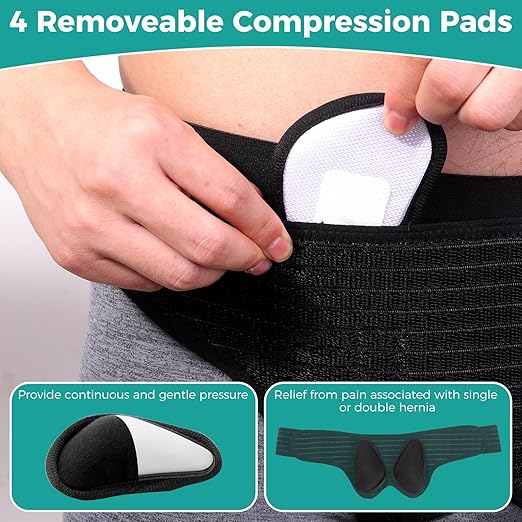 Faja Hernia Lefeke Hombre/Mujer Ajustable Soporte Inguinal 4 Almohadillas miniatura 2