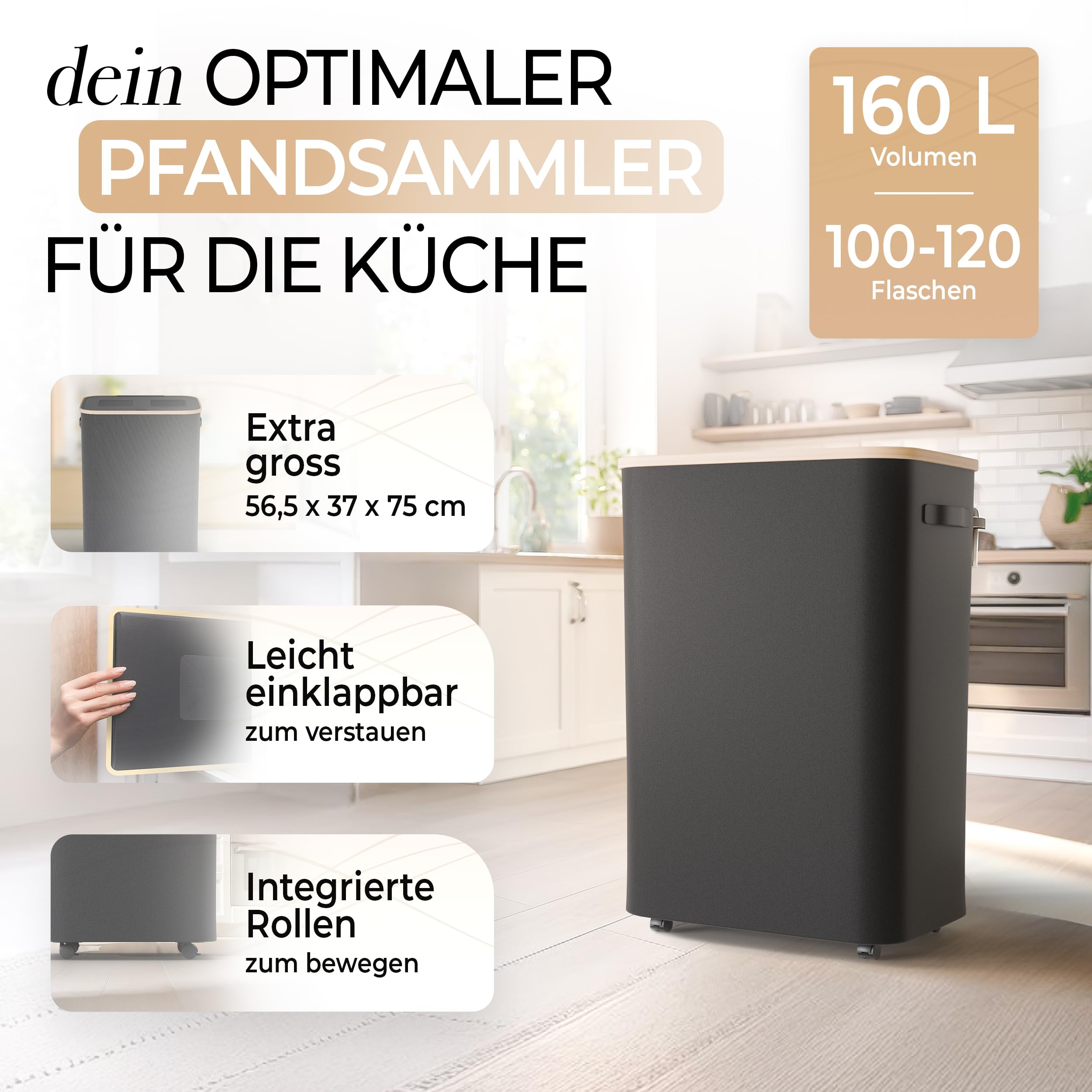 Récipient Rangement Bouteilles Avec Couvercle UDUK Récipient De Collecte De Bouteilles Consignées De 160 Litres - 2 Bac Recyclage Bouteilles 160L