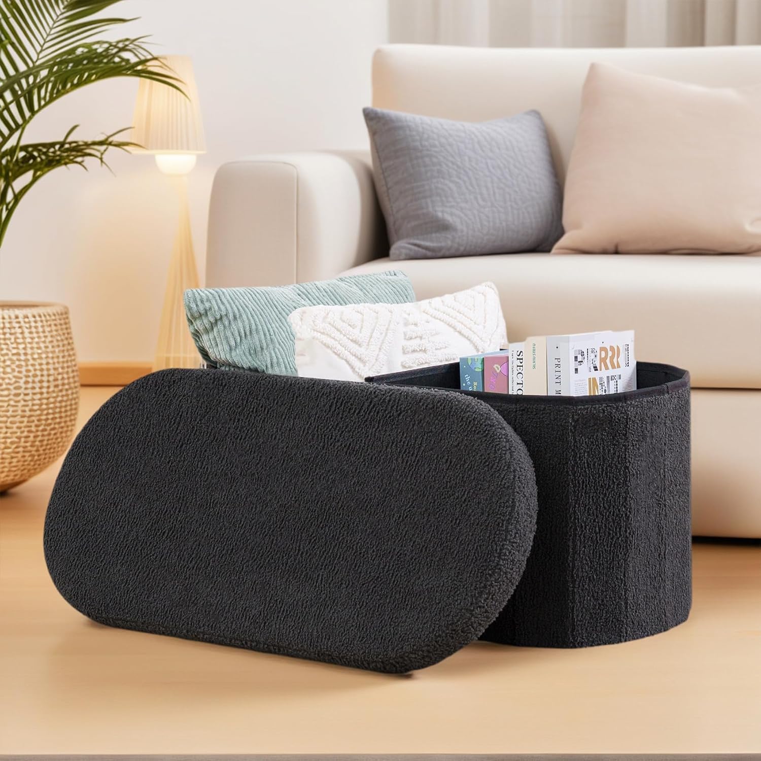 30 Inches Ottoman with Storage,Bedroom Bench with Storage, Ottoman Foot Rest for Living Room,30" L x 15" W x 15" H-Dark Grey