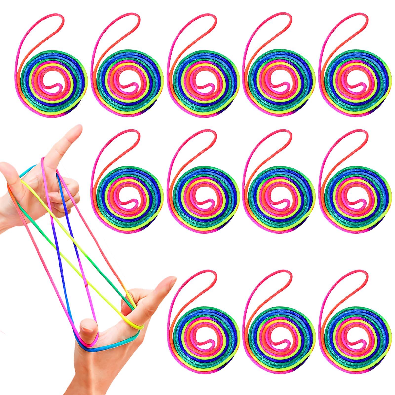 SHOWHEEL 16 Pièces De Jeux De Fils Pour Les Doigts, Jeux De Fils Arc-en-Ciel, Corde Arc-en-Ciel Pour Les Doigts, Jeux De Fils Pour Enfants, Cadeau D'anniversaire Pour Garçons Et Filles