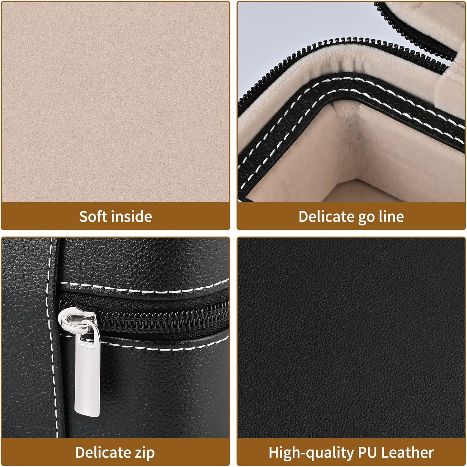 ROSELLE Eyewear Travel Case for women men, Luxury leather 3-Slot Eyeglasses Storage Box for Multiple Glasses and Sunglasses