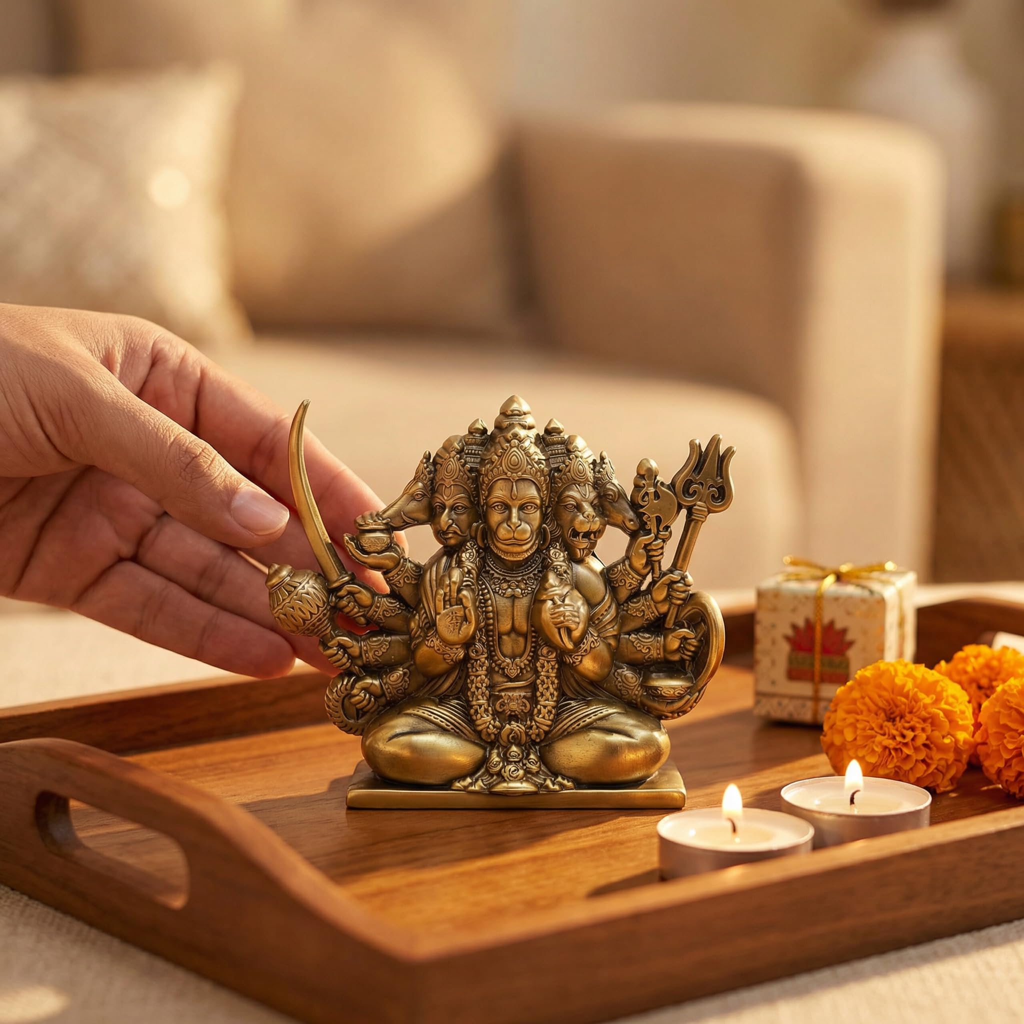Mrig Kasturi Decorative Statue | Antique Finish Lord Shiva Trident