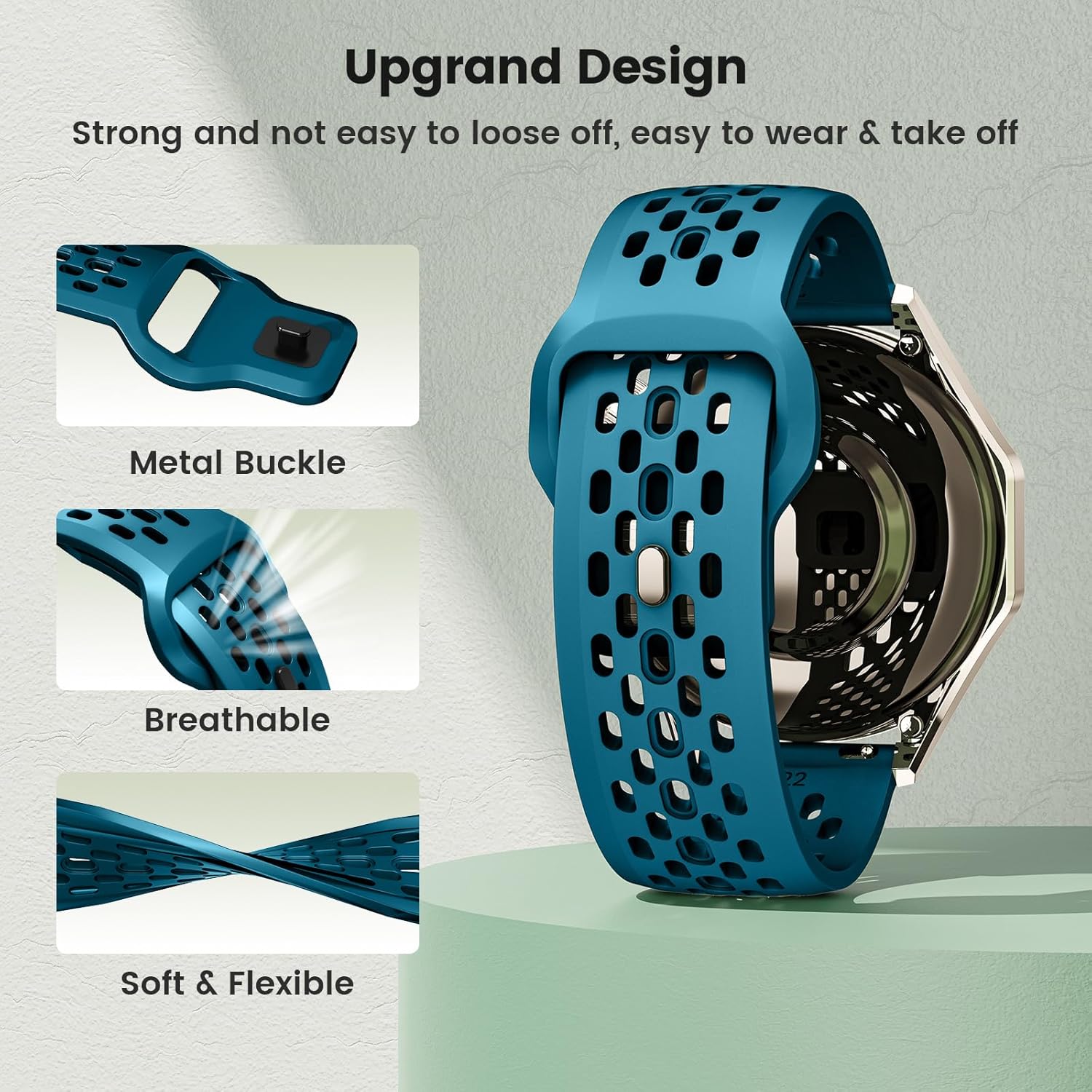 Soft Silicone Watch Bands 22mm 20mm 19mm 18mm Breathable Sweatproof Sport Watch Straps with Quick Release for Women & Men - Image 2