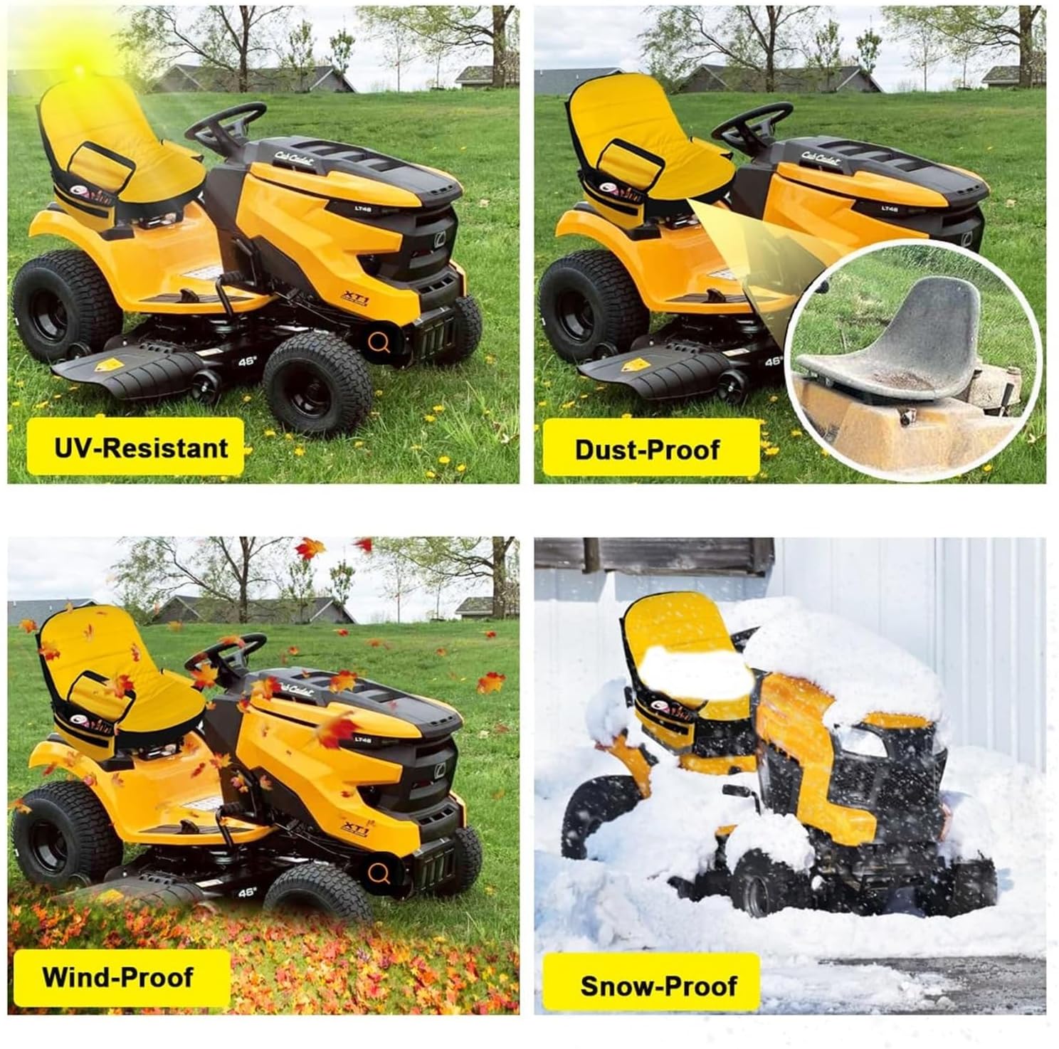 Universal Heavy-Duty Tractor Seat Replacement with Adjustable Sliding Rails, Drainage Holes | 220LB Capacity for Riding Mowers, Forklifts, Bulldozers, Excavators & Farm Equipment