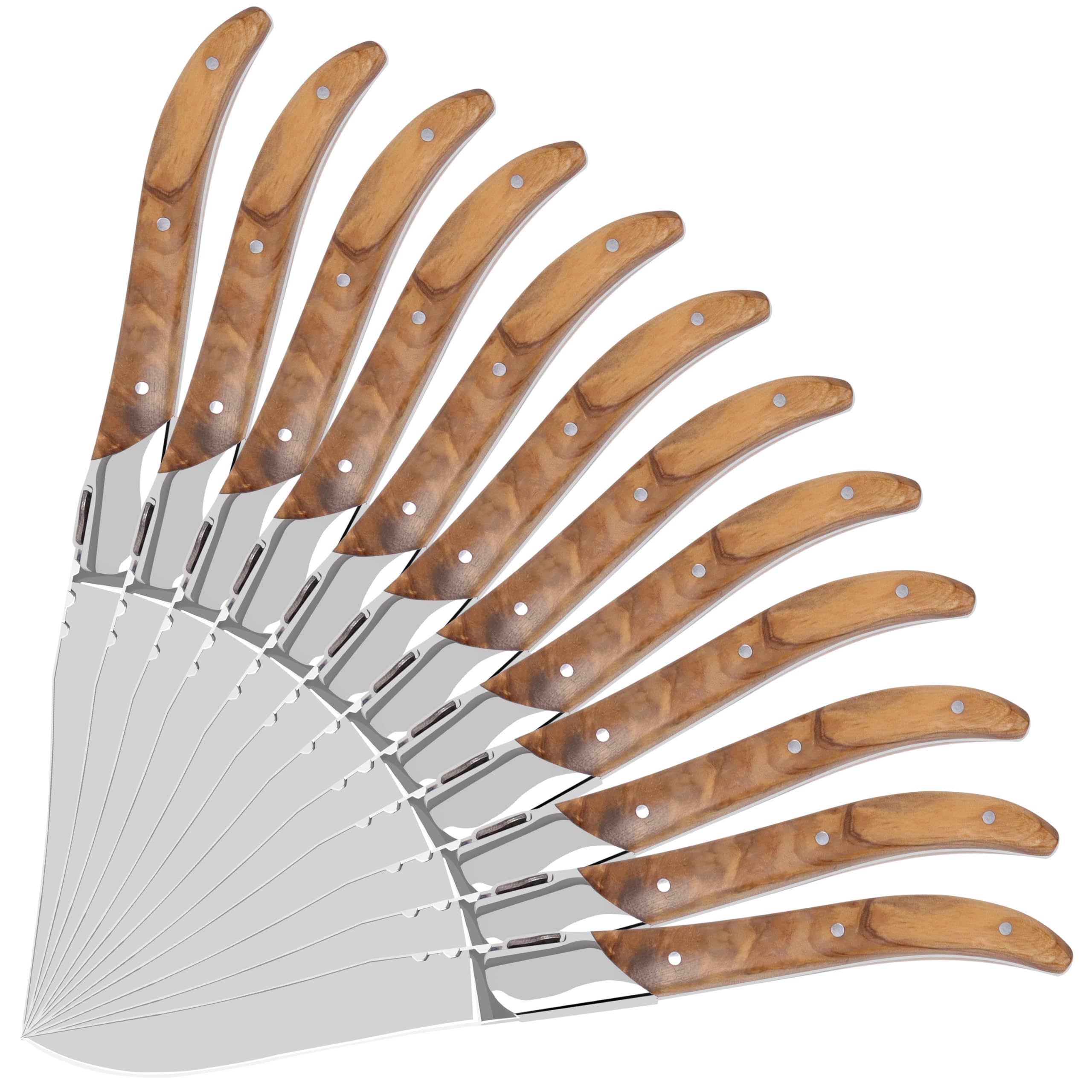 LUVCOSY Laguiole Style Steak Knife Set of 12