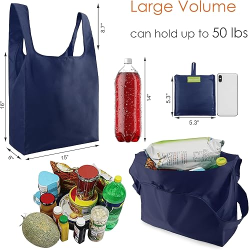 Vista 63 de BeeGreen Bolsas para comestibles, lavables a máquina, paquete de 12 bolsas extragrandes reutilizables, resistentes, plegables con banda Moss Marrs