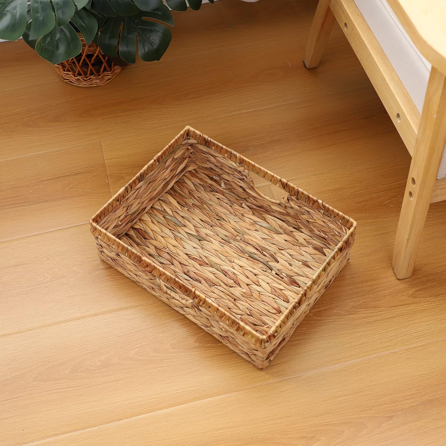 YAHUAN Water Hyacinth Storage Baskets, Hand-Woven Baskets with Built-in Handles Wicker Baskets for Organizing Storage Baskets for Bedroom,Living room,Pantry(Original) - Image 4