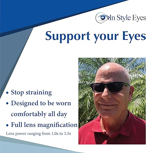 Vista 2 de In Style Eyes Insight Full Reader - Gafas de sol de montura completa, no bifocales con protección UV, lentes no polarizadas