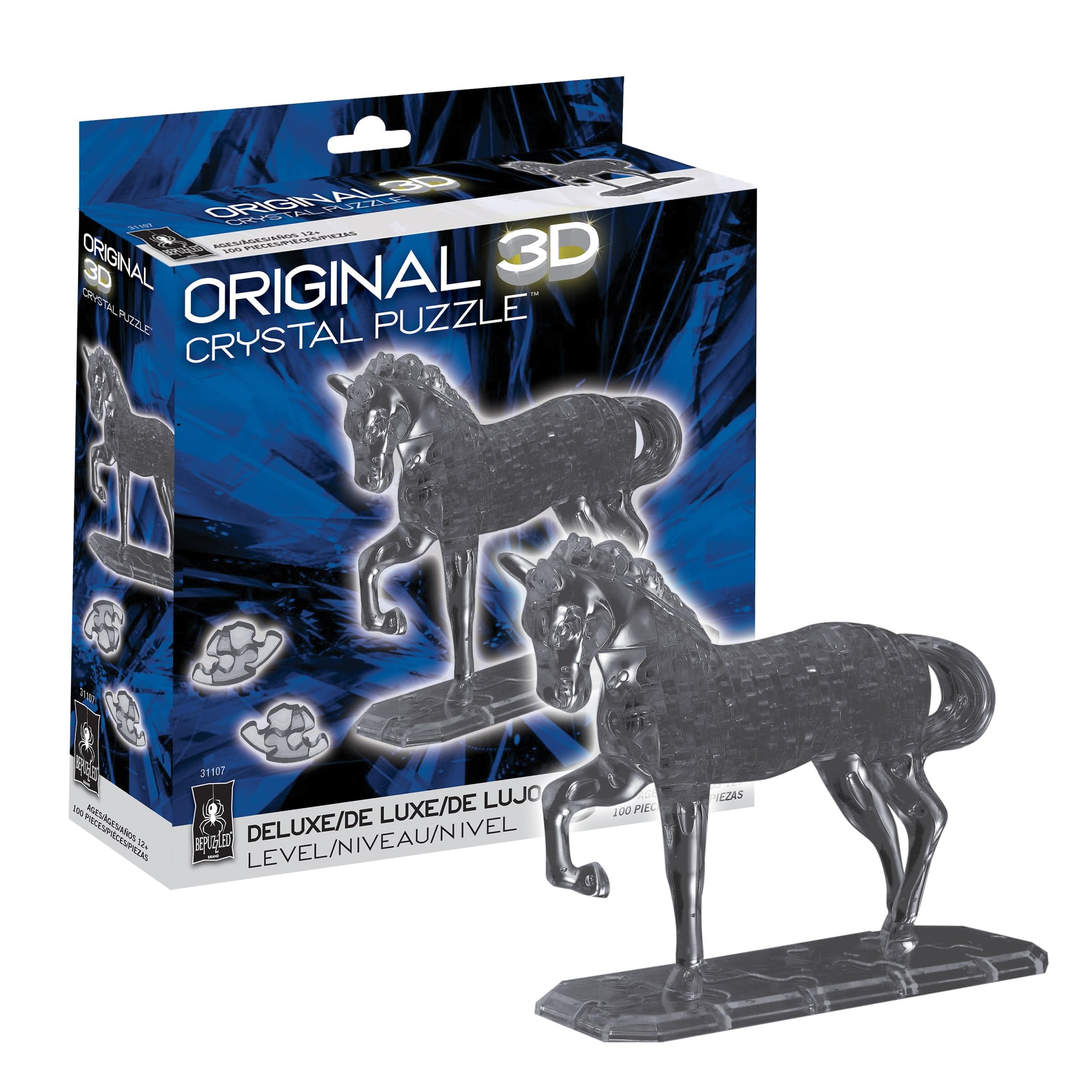 BePuzzled, Horse Deluxe Original 3D Crystal Puzzle, Perfect for Puzzlers Ages 12 and Up, Challenging to Complete and Beautiful to Display, Collect Them All
