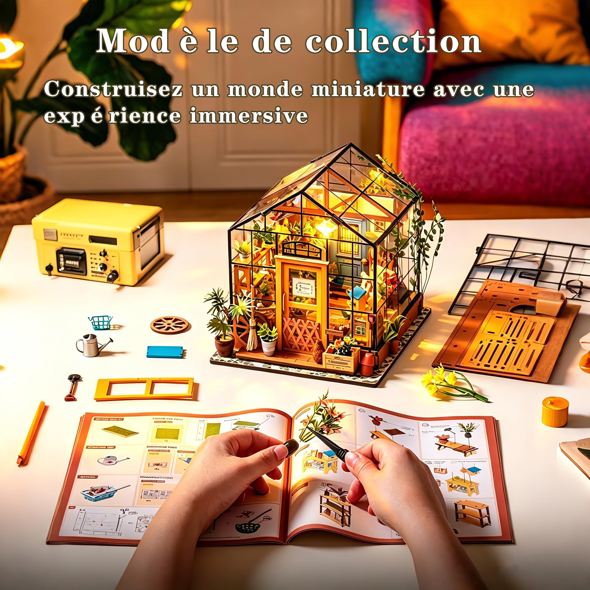Maison Miniature DIY Kit de Construction en Bois Maison de Poupée Boutique de Fleurs Book Nook Décor Bibliothèque Cadeau Anniversaire pour Adultes Femmes et Filles