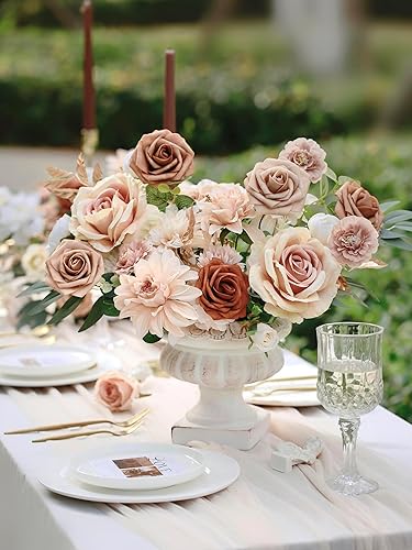 Miniatura 3 de MISSPIN Juego de flores artificiales, flores falsas a granel para bricolaje, ramos de novia, rosas sintéticas, arreglos florales con tallos para