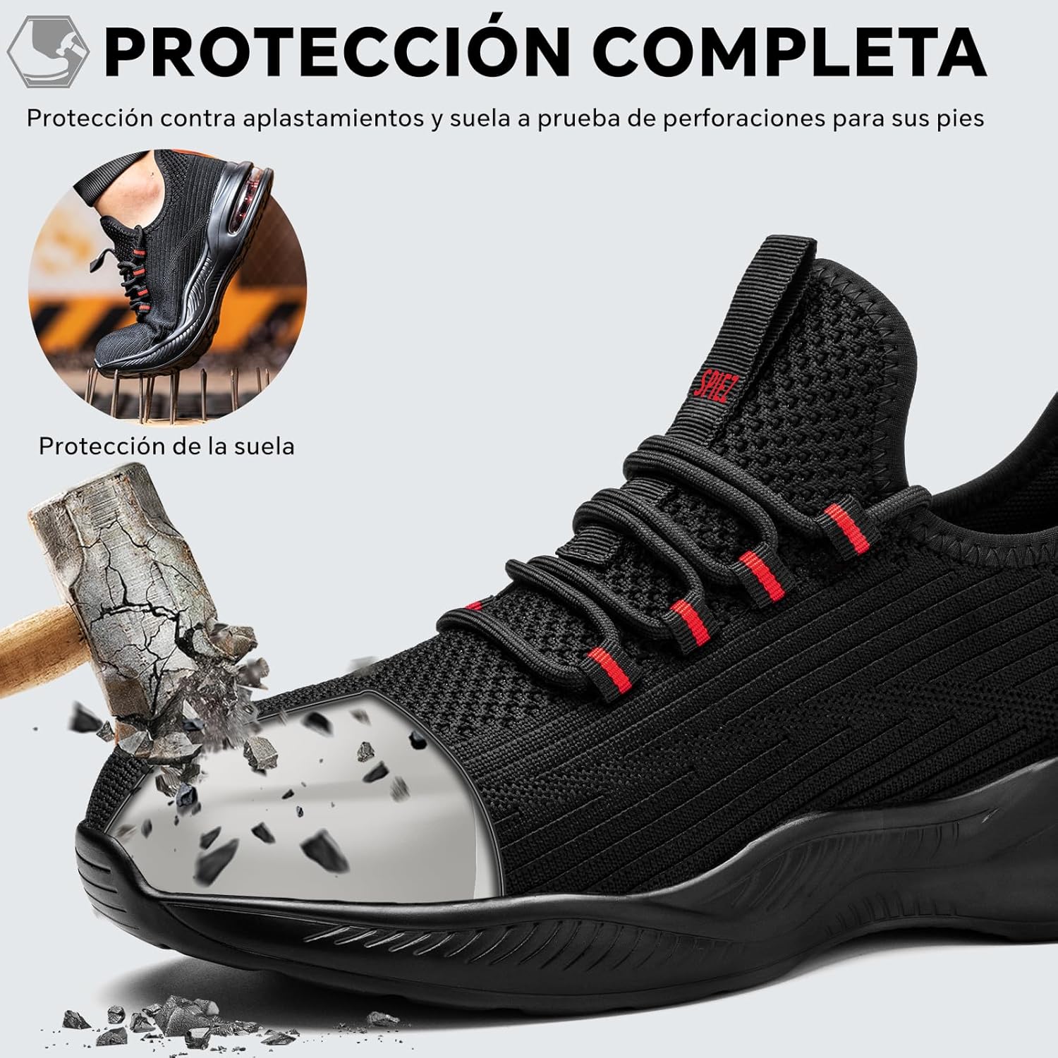 Scarpe Antinfortunistiche Leggere Uomo/Donna - Con Punta Protettiva E Cuscinetto D'Aria, Slip-On