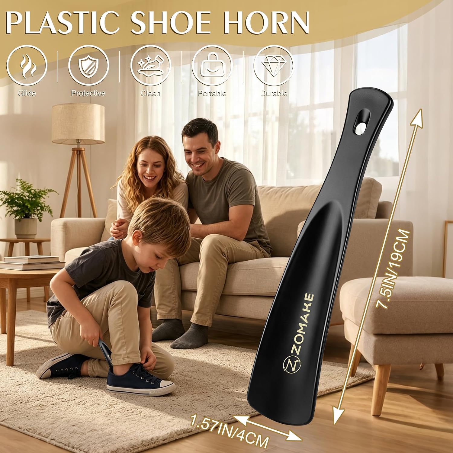 ZOMAKE Plastic Shoe Horn for Kids Men Women, Small Travel ShoeHorn 7.5" image 2
