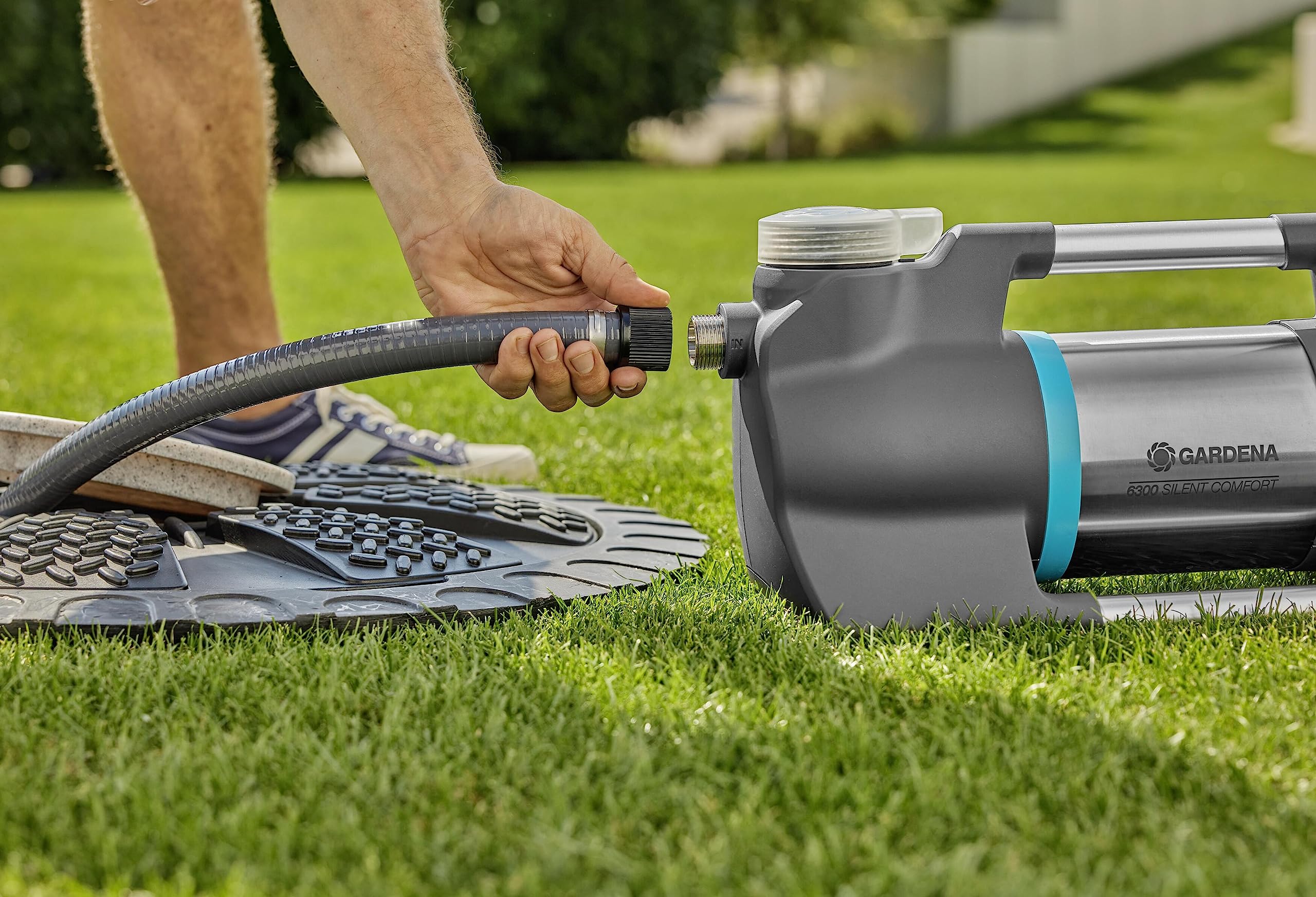 Gardena Gartenpumpe 6300 SilentComfort: Extra leise Bewässerungspumpe via App steuerbar, Fördermenge 6300 l/h, Trockenlaufsicherung, rostfreier Edelstahl, stromsparend und wasserfest (9058-20)