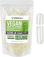 Vista 1 de XPRS Nutra Cápsulas vacías tamaño 3 – 1000 cápsulas veganas vacías transparentes – Pastillas vegetarianas – Relleno de cápsulas vegetales DIY
