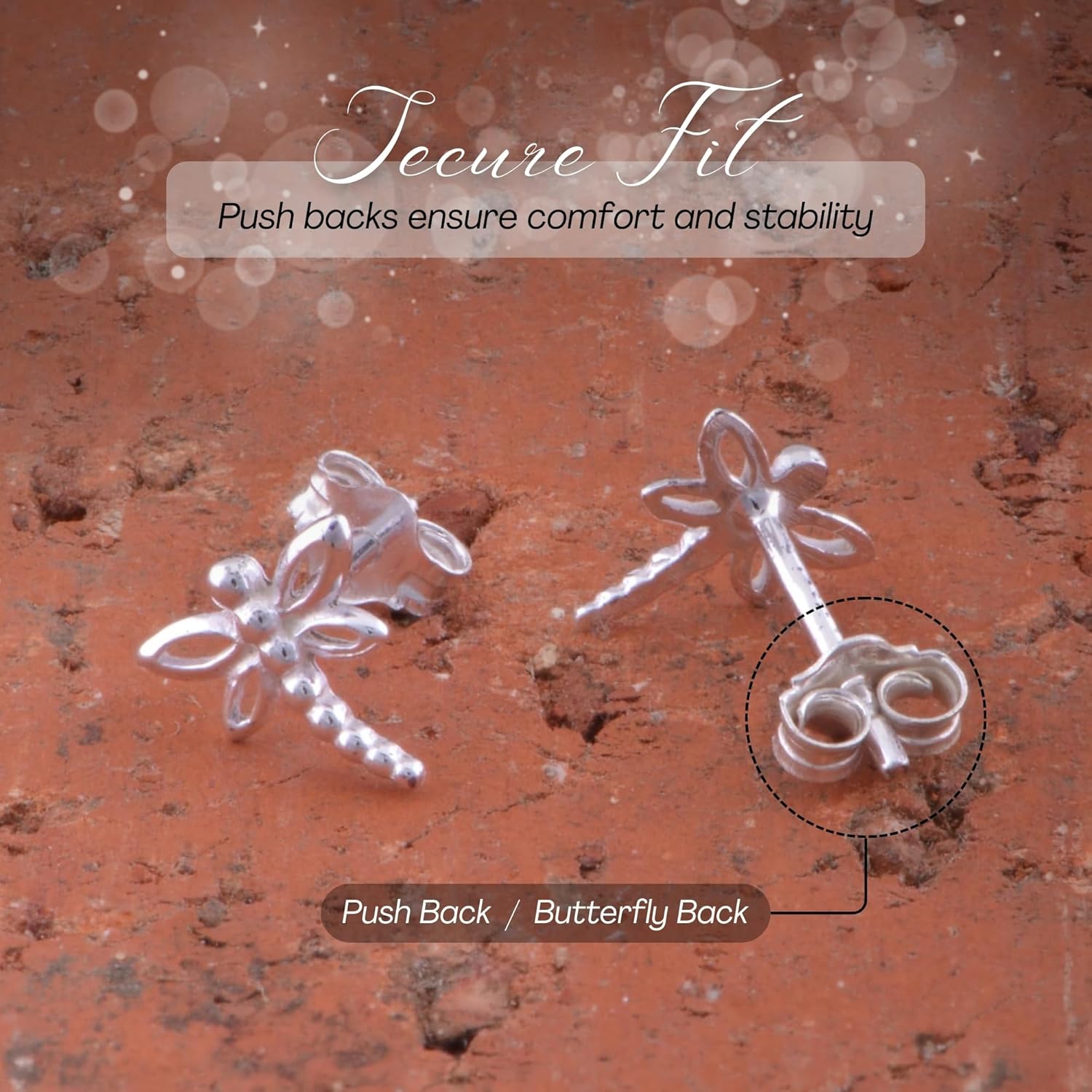 Sterling Silver Ladies Dragonfly Stud Earrings - Gifts for Women 0.31in