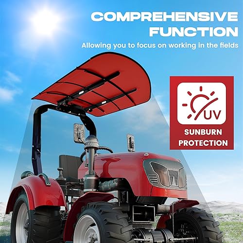 Vista 23 de ECOTRIC Toldo de tractor compatible con todos los tractores equipados ROPS de 48-3/8 x 48-3/8 pulgadas, toldo blanco para tractor y cortacéspedes