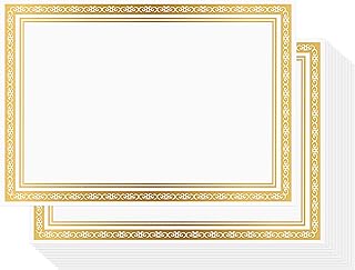 Belle Vous Blank Certificate Paper (50 Pack) - White A4 Award Certificate Paper with Gold Foil Border - Laserjet Printer Compatible Sheets for Employees, Graduation, Schools, Diploma, and More
