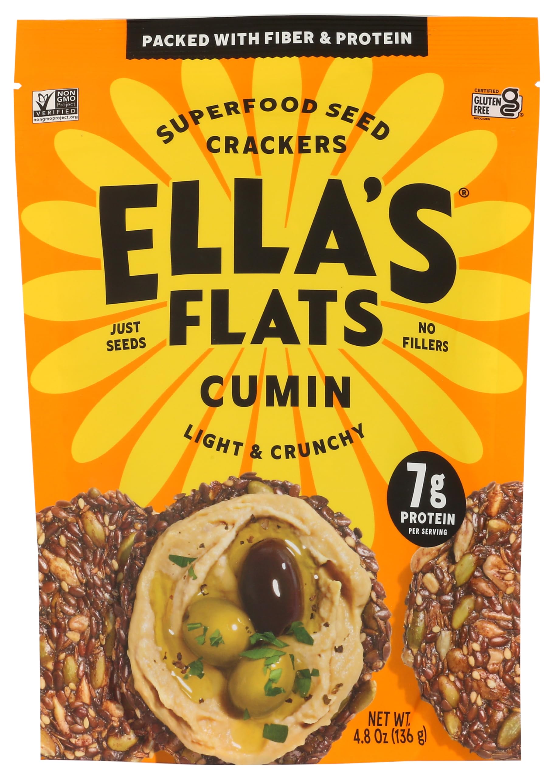 Cumin All Seed Savory Crisps – All Natural, Gluten Free, Good Source of Protein, High Fiber, Vegan and Keto Friendly (3 Pack)