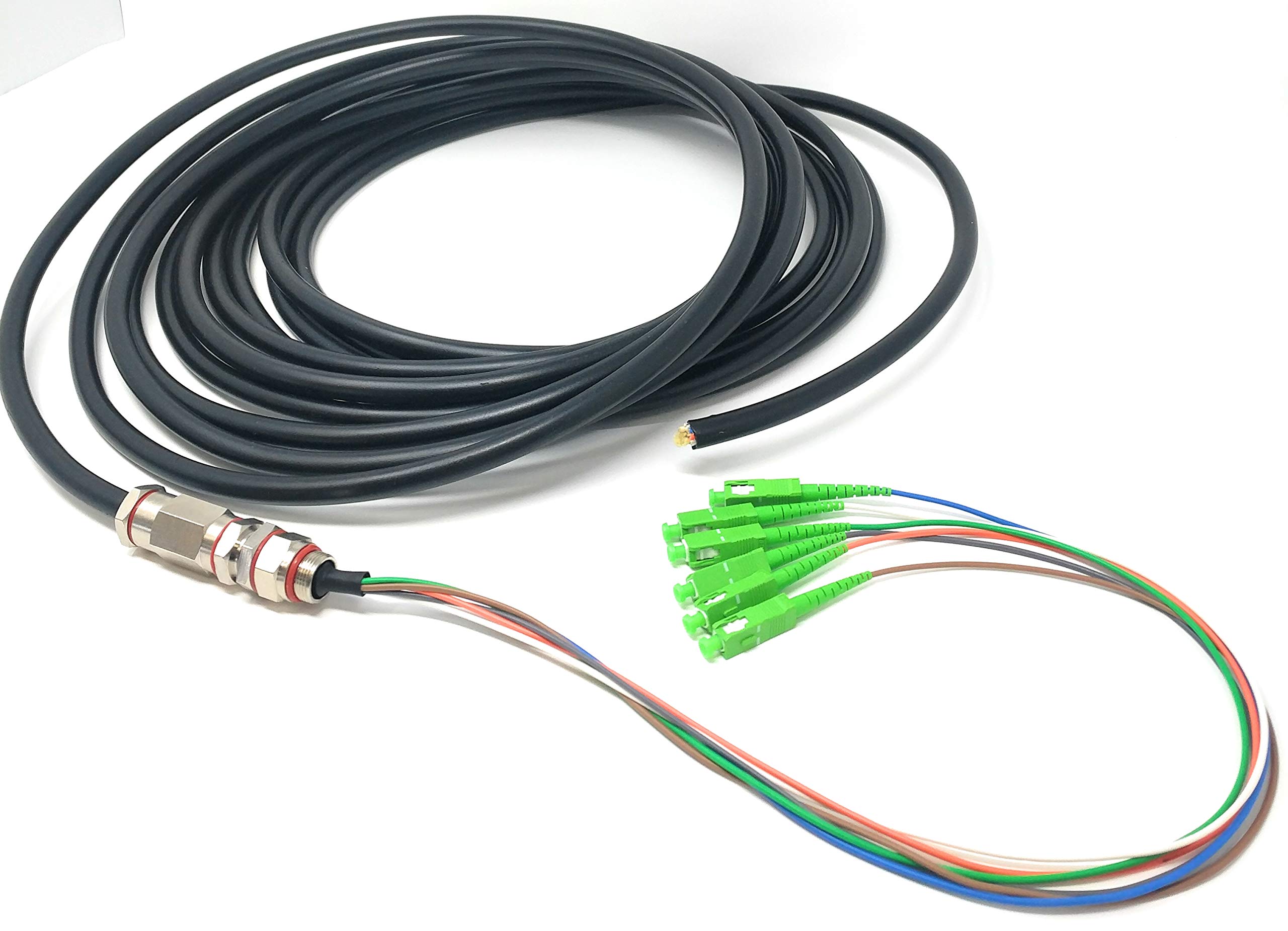 Ultra Spec Cables - SC/APC (6 Strand) Singlemode (9/125) Fibra óptica Impermeable Armored Splice Pigtail Parent