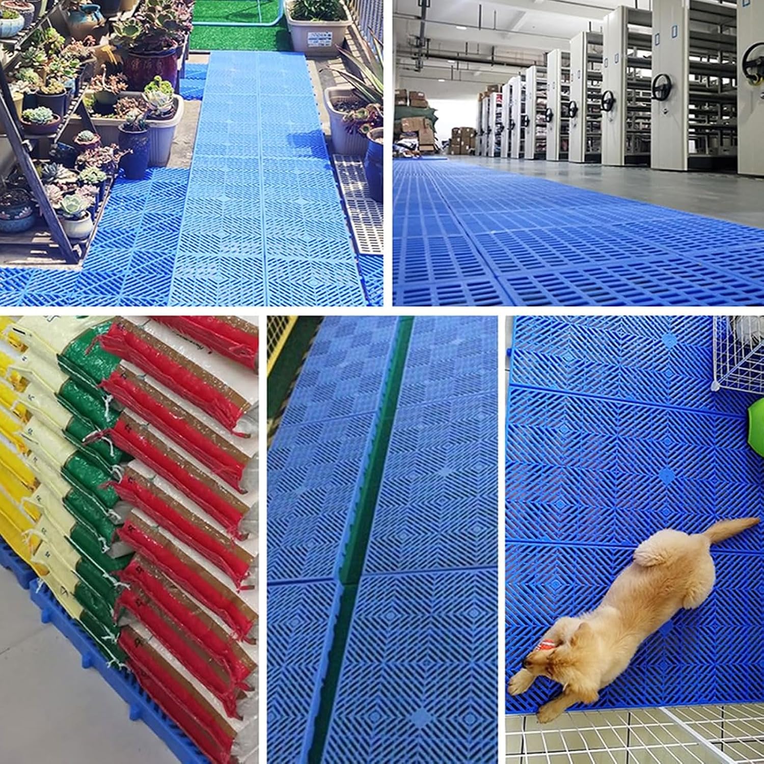 4 Pcs Storage Grid Pad Plastic Pallet, Lightweight Nestable Floor Pallets 1.97in/5cm Thickness Waterproof Breathable for Basement Supermarket, Easy to Stack,23.6 * 39.4 * 1.97IN