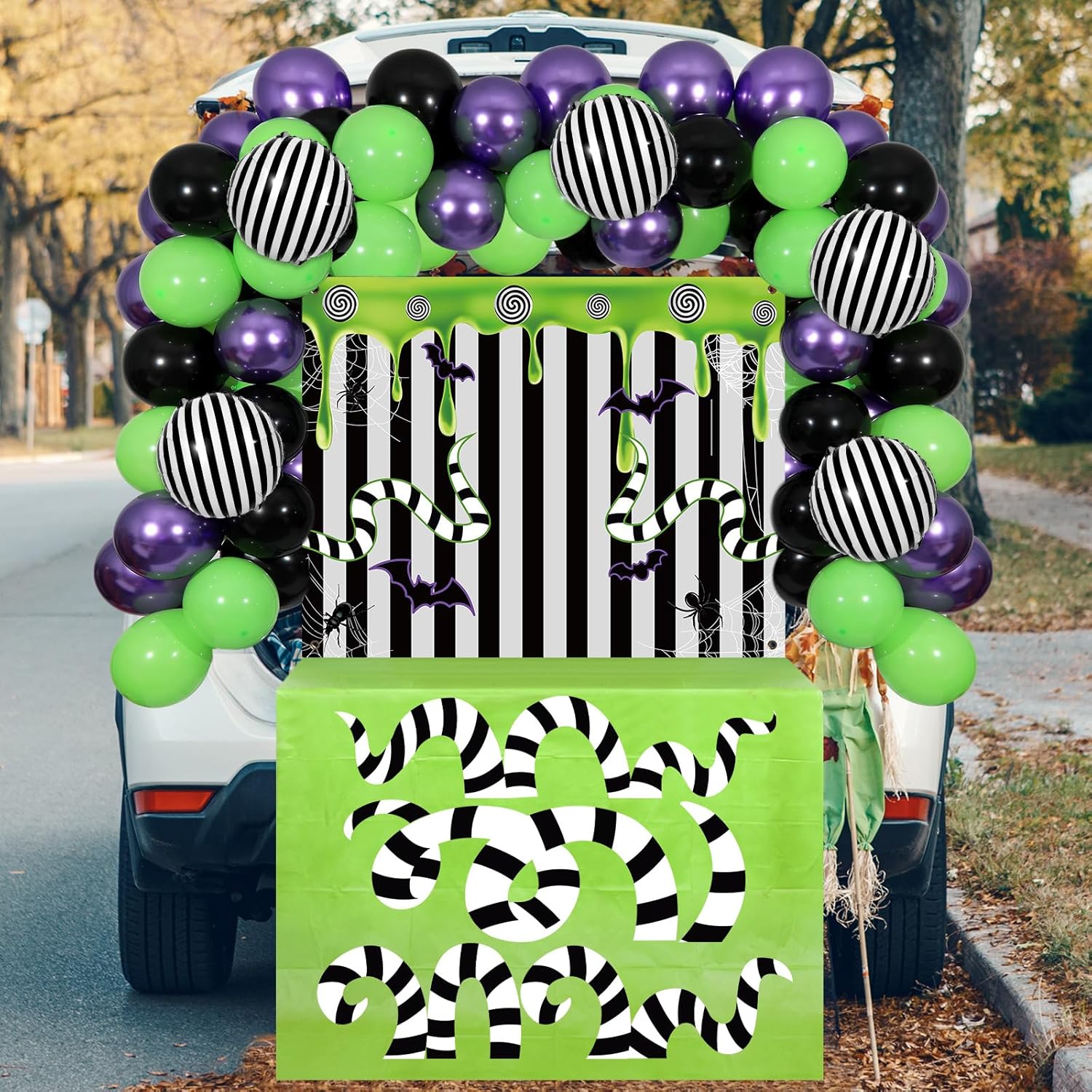 Halloween Trunk Or Treat Car Decorations Kit Halloween Decorations Outdoor Indoor Pirate Flag Spider Web Car Stickers, Haunted House Suv Trunk Car Garage Lawn Outside Archway Door Patio Supplies