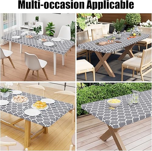 Miniatura 86 de Smiry - Mantel rectangular para mesa de pícnic, impermeable, elástico, ajustable para mesas de 6 pies de vinilo con parte trasera de franela Verde