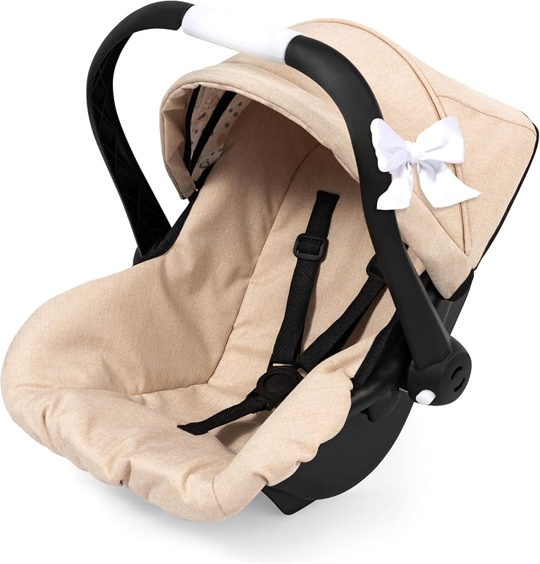 Bayer Design 67975AA Silla de auto para muñecas con capota, asa ajustable, arnés, para muñecas de hasta 46 cm