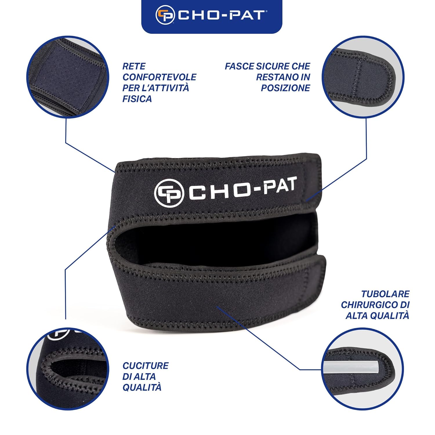 Cho-Pat Dual Action Lite, Adjustable & Lightweight Knee Support Strap for Tendonitis, Meniscus Tears, and Pain Relief, Large/X-Large (OSFM)