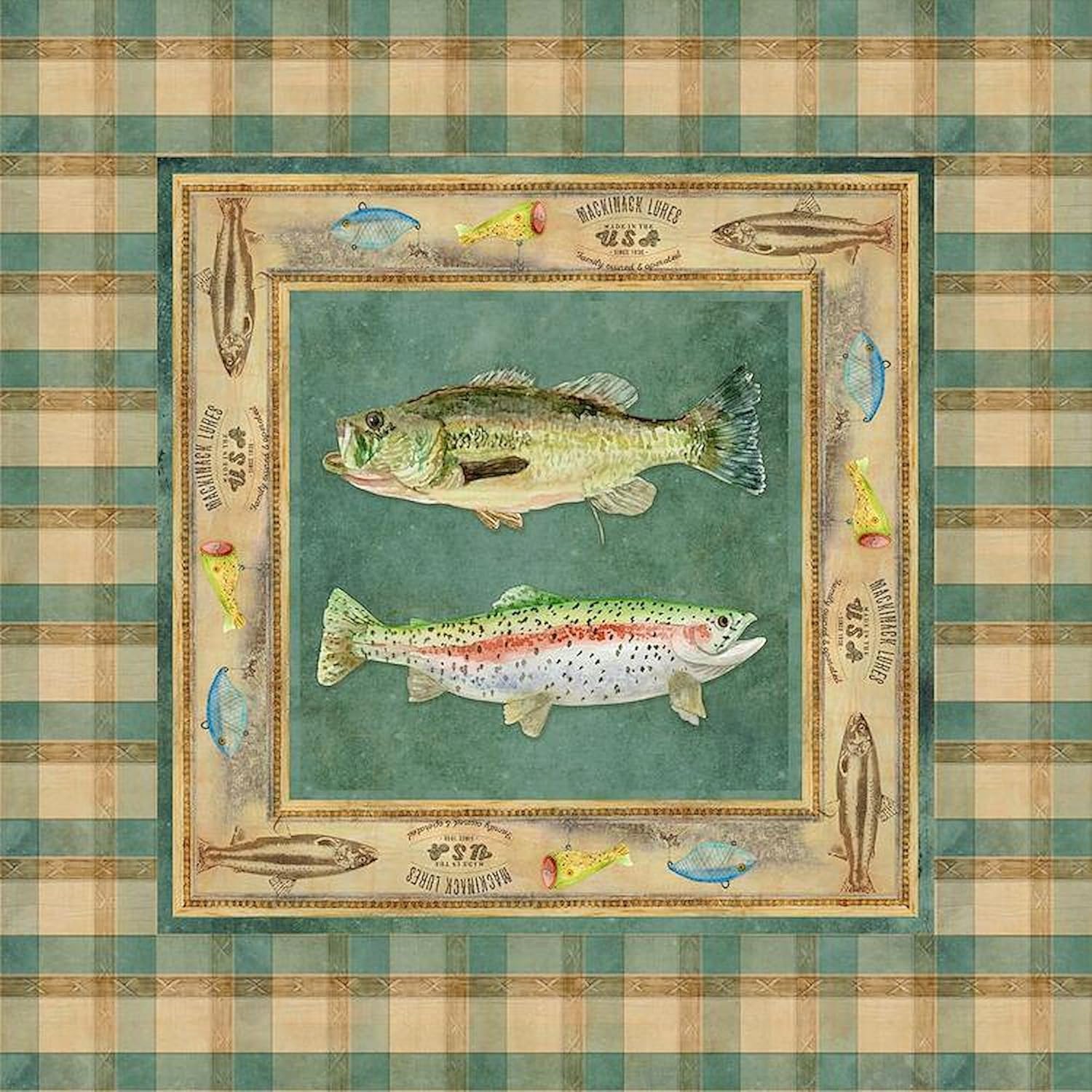 CafePress Fishing Cabin Lake Lodge Plaid Deco Decorative Fabric Shower Curtain