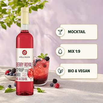 Höllinger Organic Cocktail Syrup Berry Royale - Vegan 3 x 500 ml Glass Bottle - Alcohol-Free Cocktail