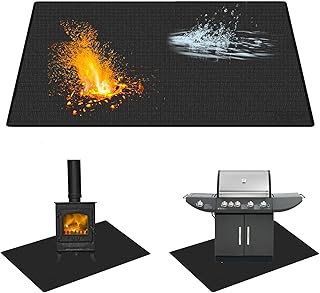 Grillmatte Bodenschutz, 100 x 180 cm Feuerfeste Unterlage 3 Schicht Feuerschutzmatte Bodenschutzmatte Grillunterlage Silikon-Glasfaser Outdoor Grillmatte für Gasgrill Holzkohlegrill Kamine