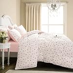 Duvet Cover King Floral 100% Brushed Microfiber 3 Pieces Fresh Chic Garden Style Pink Botanical Flower Printed Pattern King Floral Duvet Cover with Zipper Closure (Floral, King)