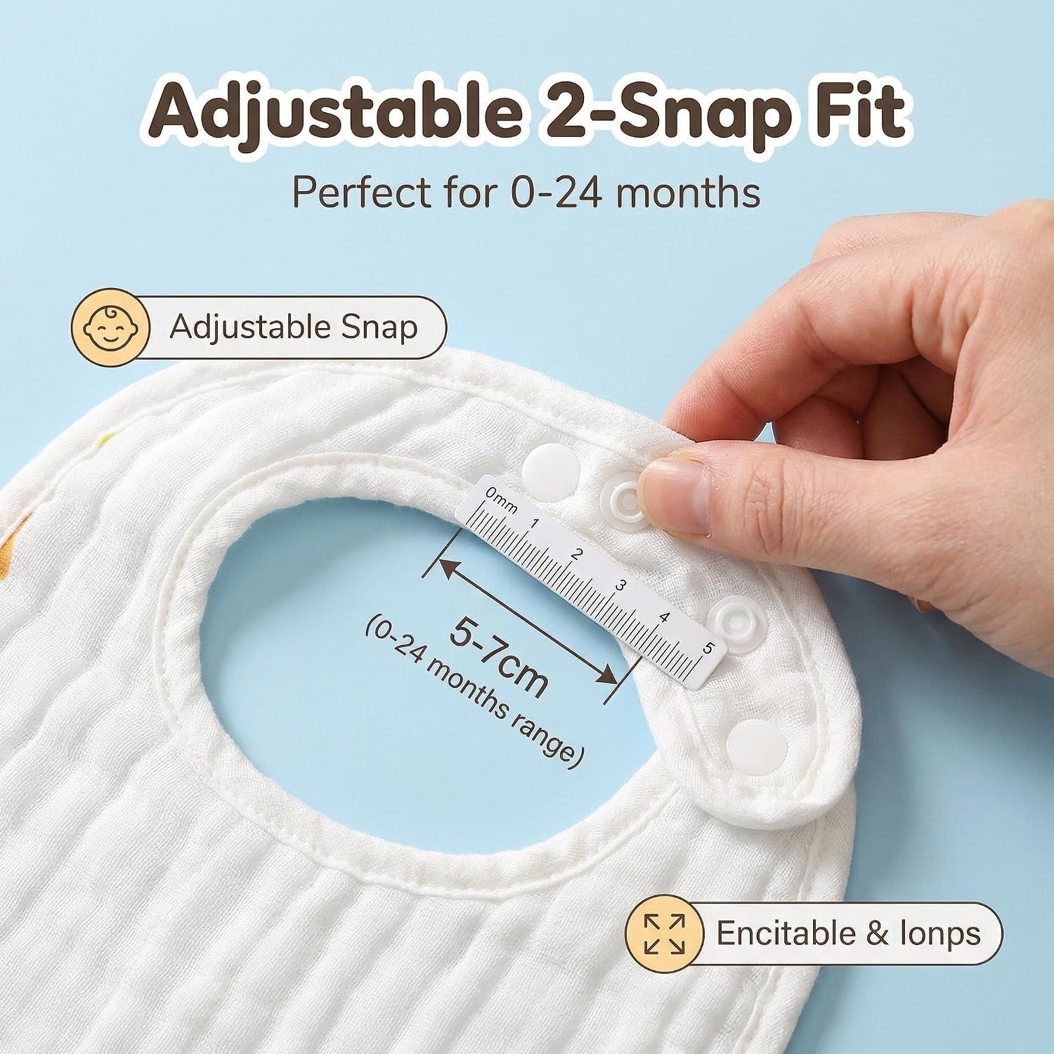 Muslin Cotton Baby Bibs, Super Soft Absorbent For Boys & Girls, Adjustable Newborn Bib,Teething & Drooling Bibs