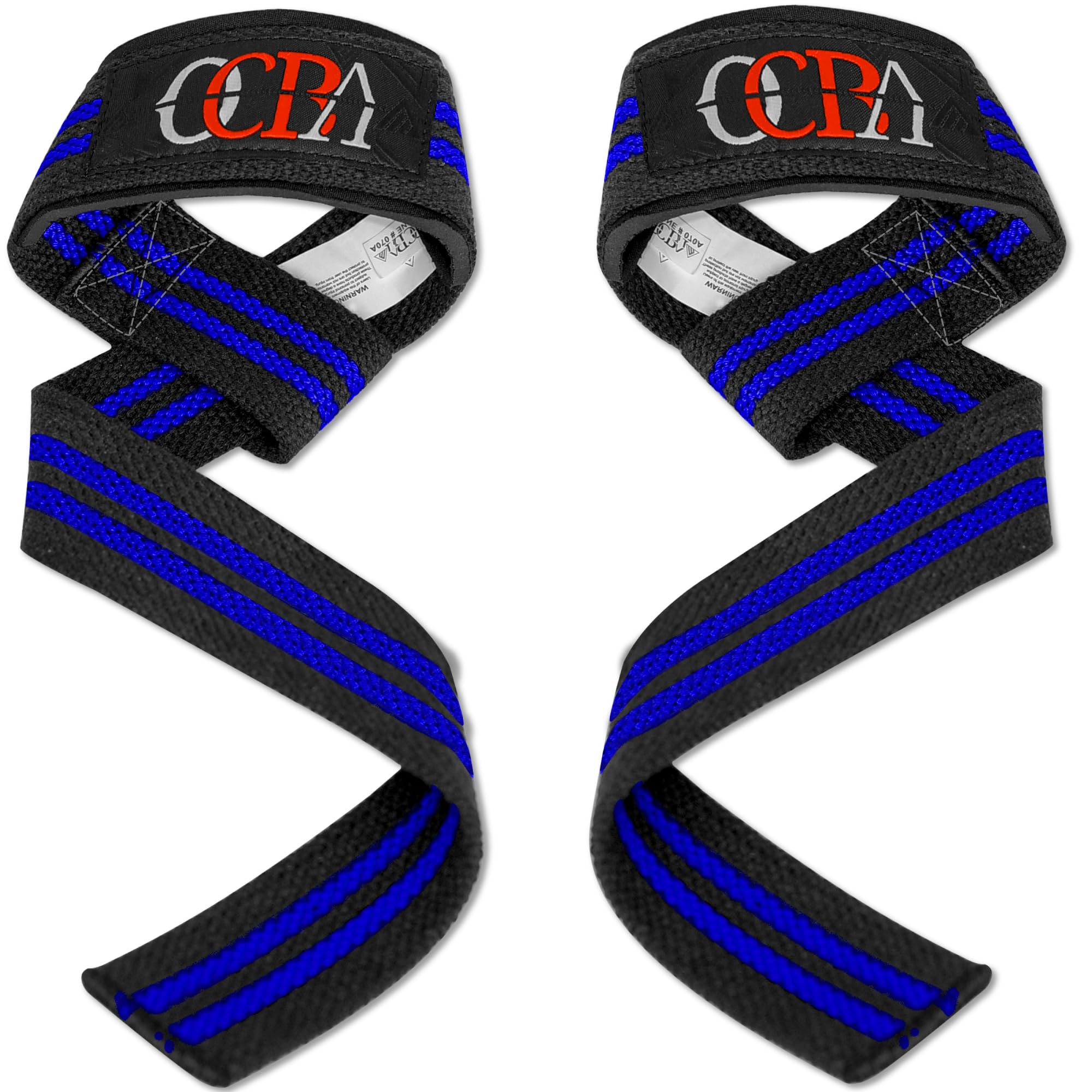OCBA Wrist Straps Wraps for Weightlifting Heavy Duty Wrist Wraps Cotton Padded Gym Wrist Supports Bodybuilding Powerlifting Fitness Grips One Size Fits All with Thumb Support (Blue Stripe) — image 1