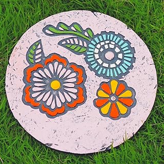 Piedras de paso, piedras de jardín, piedra de paso de flores al aire libre, piedra de camino de 10 pulgadas, piedras de jardinería de bienvenida a casa, rocas de dirección (rosa)(Pink)