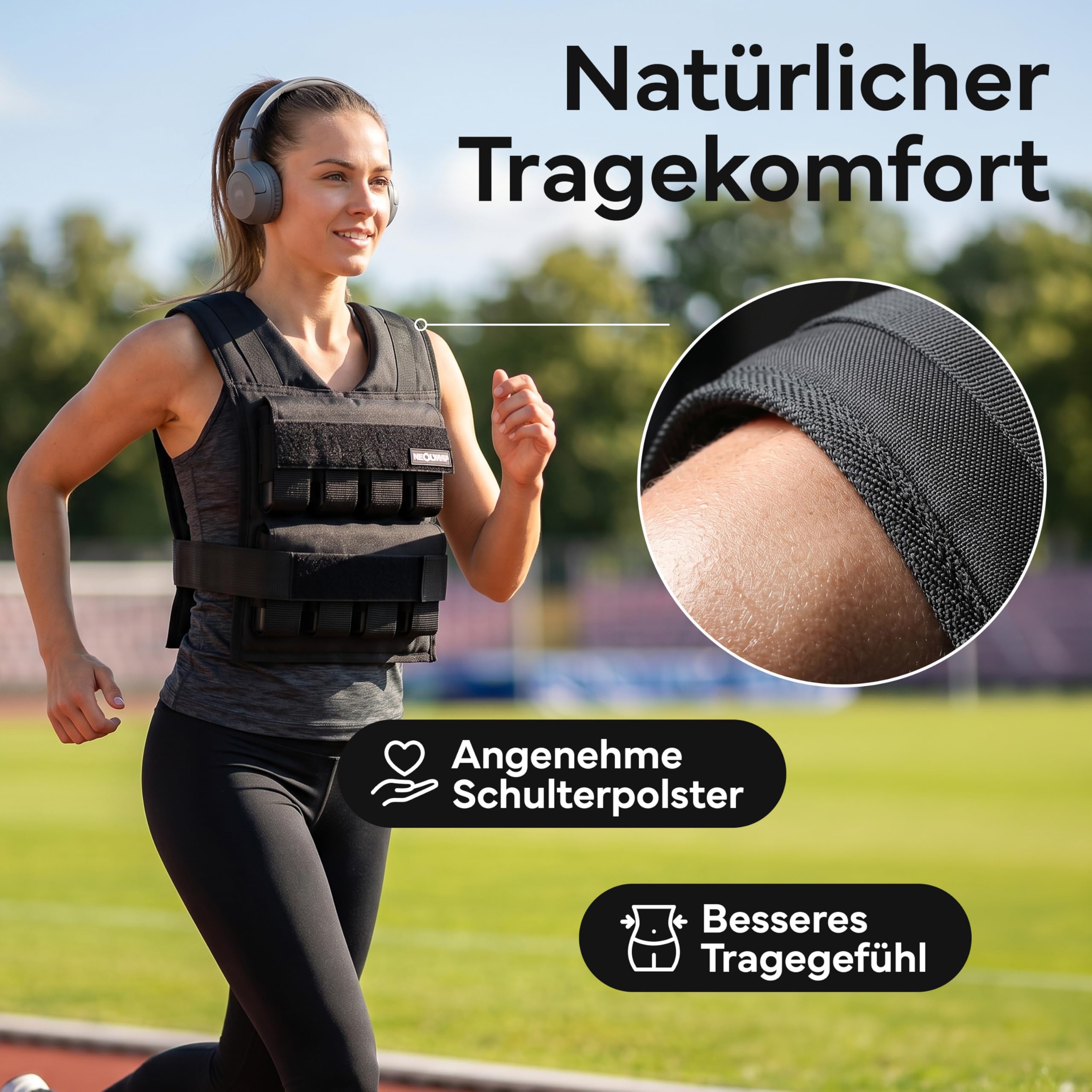 NEOLYMP Gewichtsweste 20kg – 16 Metallblöcke à 1,2kg – Stufenlos verstellbar bis 20 kg– Kein Verrutschen – Calisthenics Equipment & Krafttraining - Weight Vest – Plattenträger Weste Herren Damen