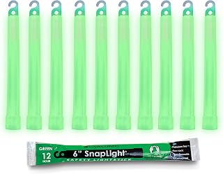 Cyalume Military Grade Green Glow Sticks 6 Inch 12 Hour Duration - 10 Pack Emergency SnapLights