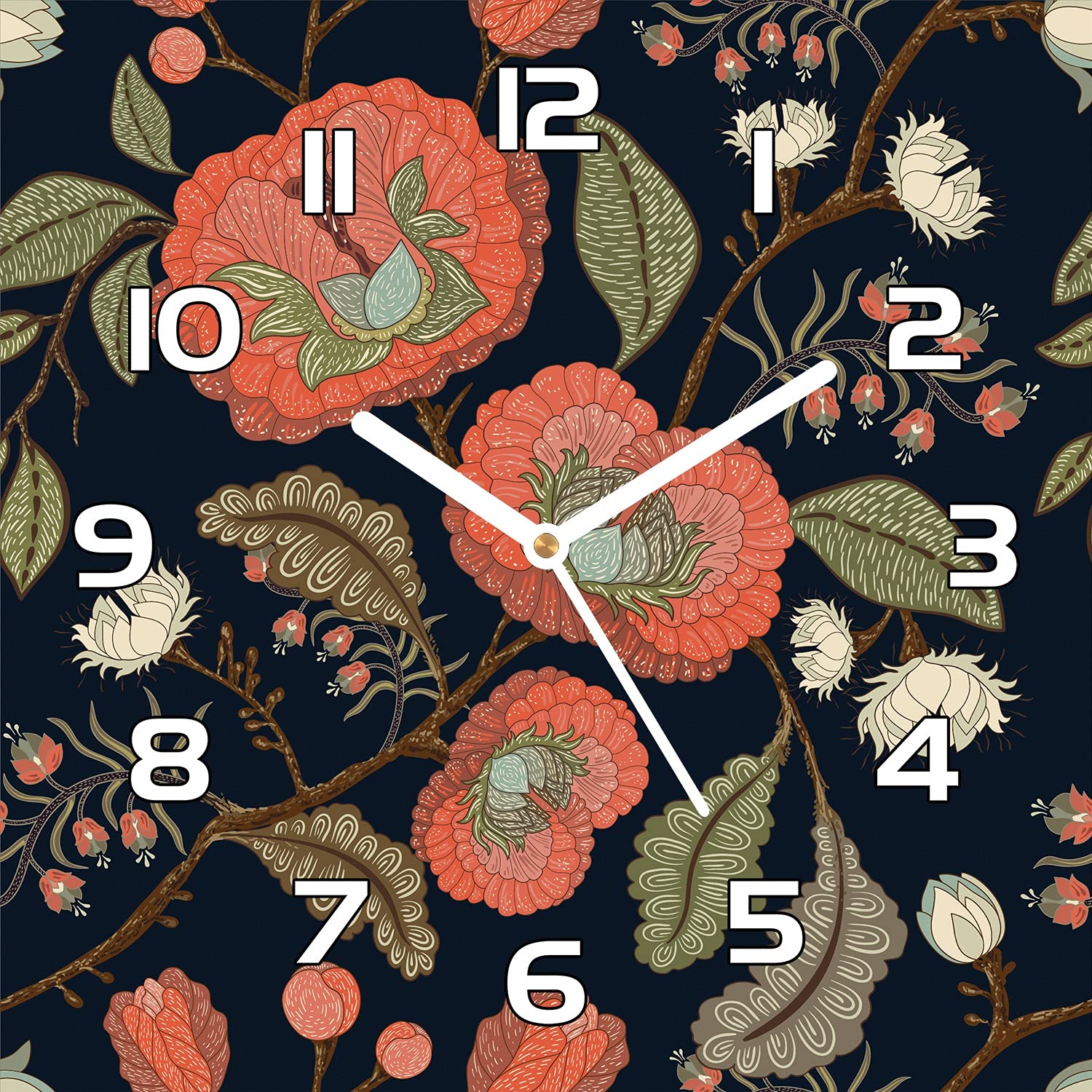 Horloge murale cuisine salon en verre avec aiguilles blanches