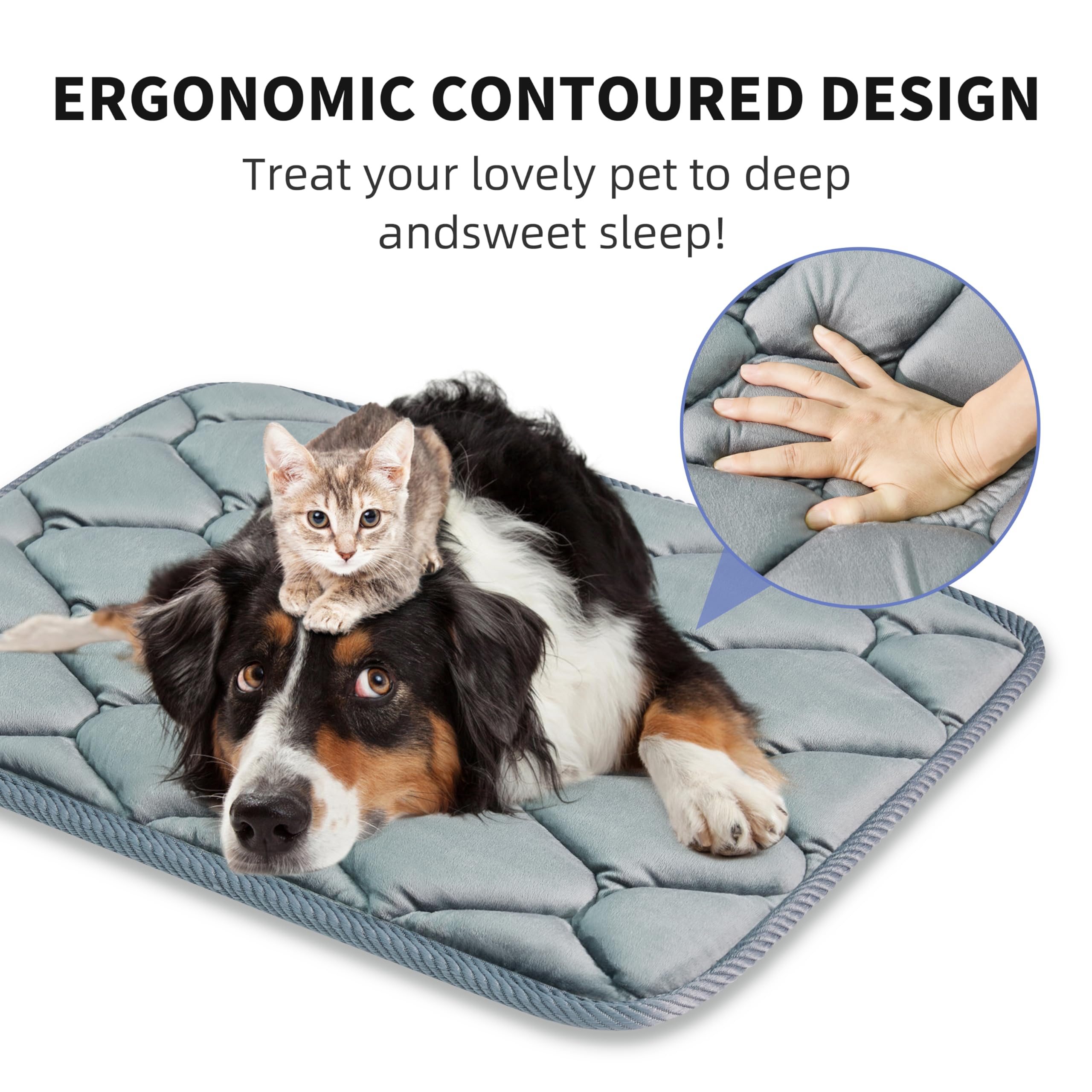 Zachte En Wasbare Hondenmand Matras Van Imitatiesuède En Schapenvacht Orthopedische Traagschuimvulling Geschikt Voor 122 Cm Kooi Maat Xxl 117 X 75 X 10 Cm Blauw En Wit