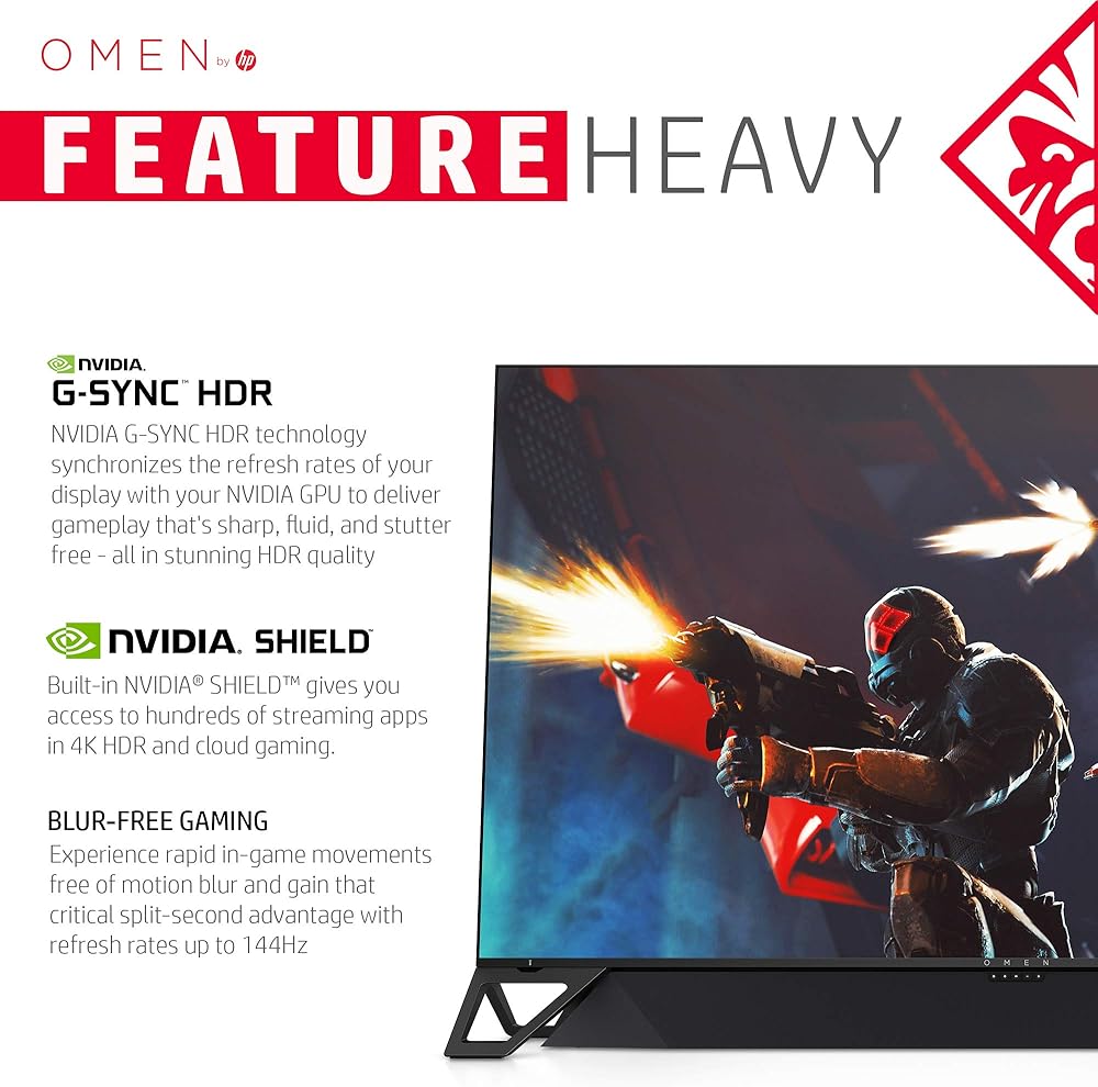 HP Omen X Emperium 65 inch Big Format Gaming Display, NVIDIA G-SYNC HDR, 4K UHD, 144hz Refresh Rate, with 120 Watt Sound Bar thumbnail 3