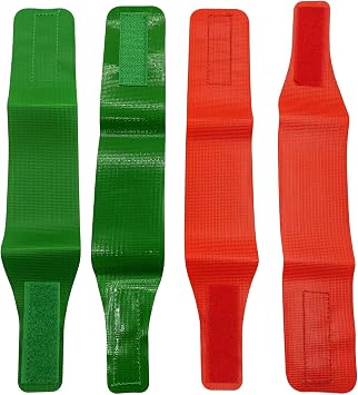 Wrestling Ankle Bands, 2 Pairs Red and Green Wrestling Tournament Bands, 13" x 2.4" Soft Vinyl Hook Loop Scoring Band for Wrestlers Coach Referee