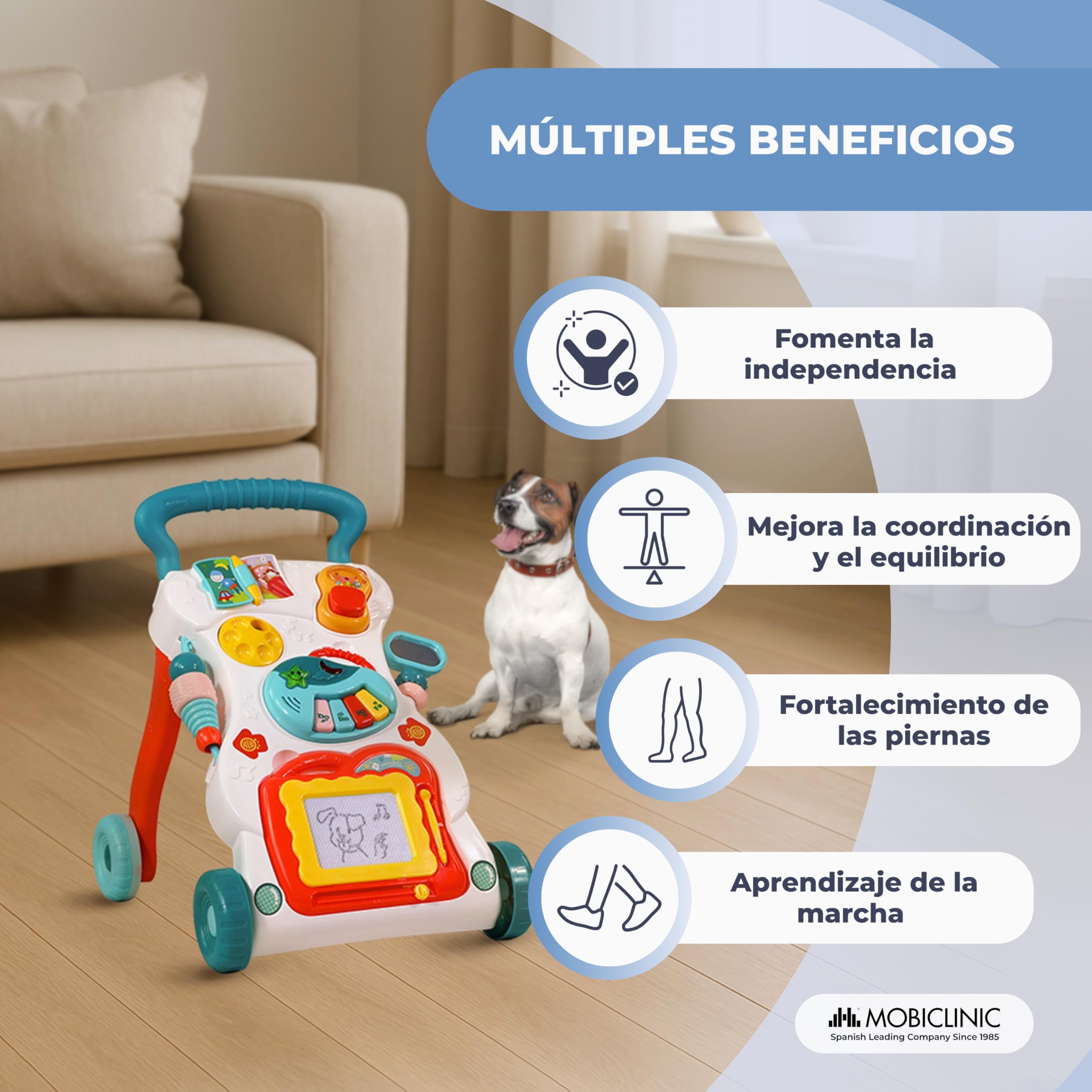 Mobiclinic®, Andador para Bebés, Con Música y Luces, Velocidad Ajustable, Juguetes Extraíbles, Master, + 6 meses, Centro de Actividades Educativas, Estable y Seguro, Multicolor — view 7