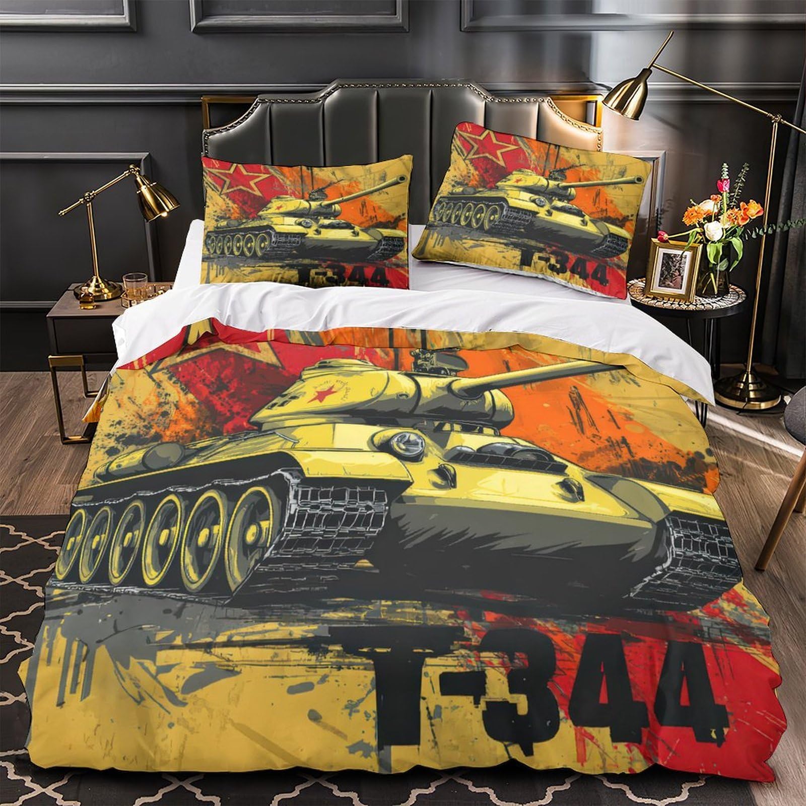 Housse de couette lit simple char d'assaut imprimé 3D