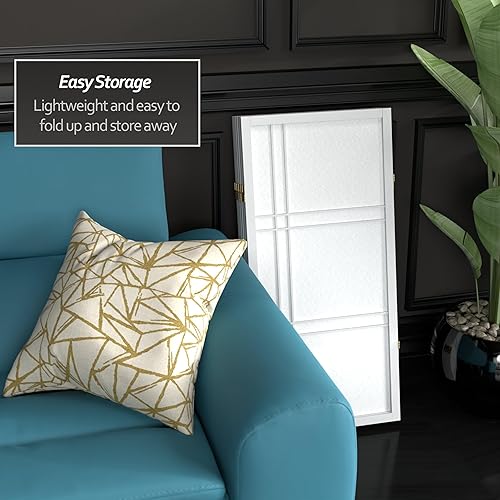 Miniatura 3 de Pantalla Shoji corta de doble cruz de 3 pies - Blanco - 5 paneles