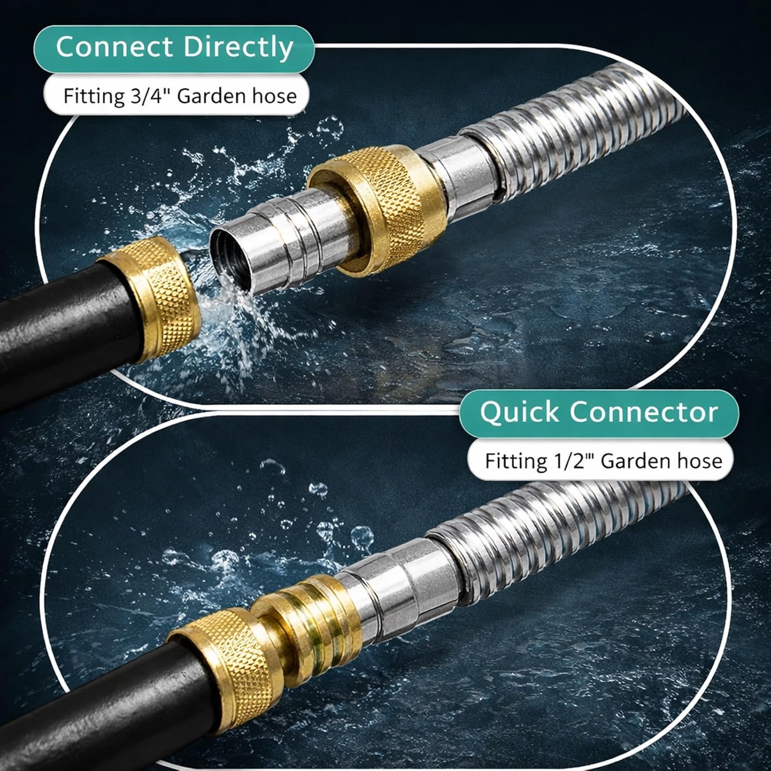 Jet Hose Nozzle High Pressure, Jet Nozzle Power Washer for Garden Hose Power Wash Hoses Attachment Pressure Washers Water Hoses Wand Pool Jets Nozzles with 3 Different Tips, Connectors