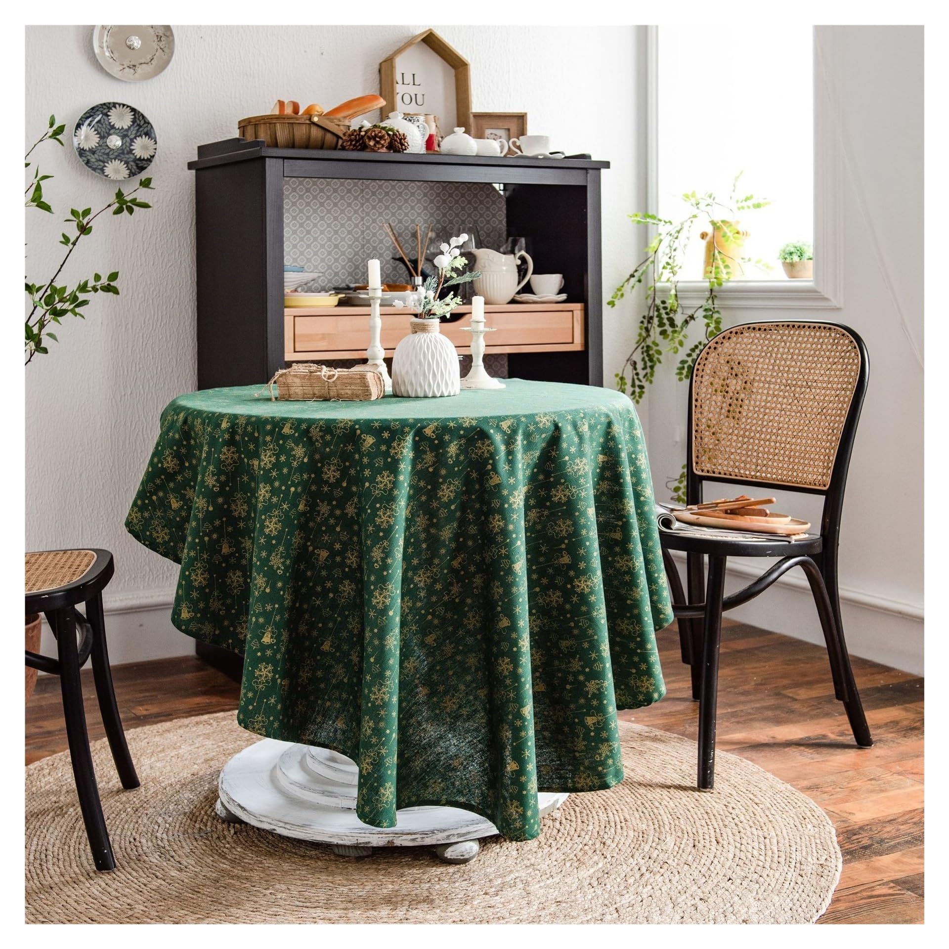 HYFEUOKF Christmas Gold Foil Wind Chime Tablecloth